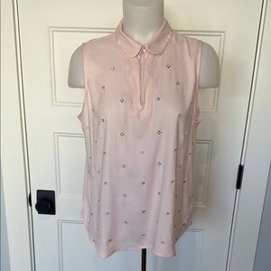 Ann Taylor Rhinestone Sleeveless Collared Top in Sz Petite Large
